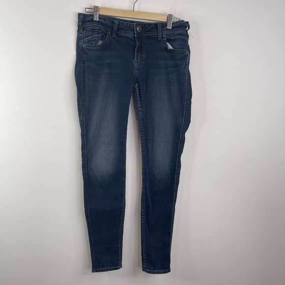 Silver Jeans Co. Women's Suki Distressed Skinny Fit Jeans Blue Size 33X31 main image 0